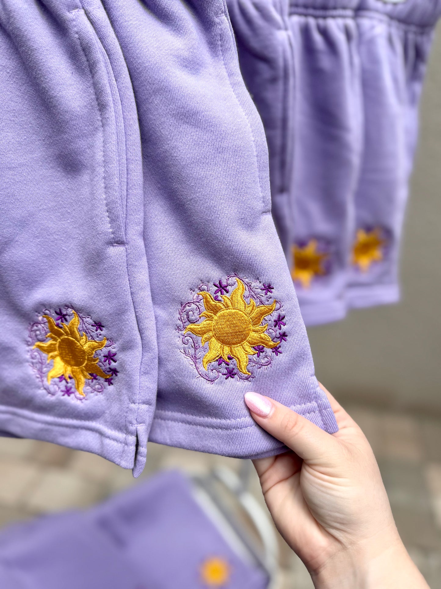 Embroidered Tangled Fleece Shorts