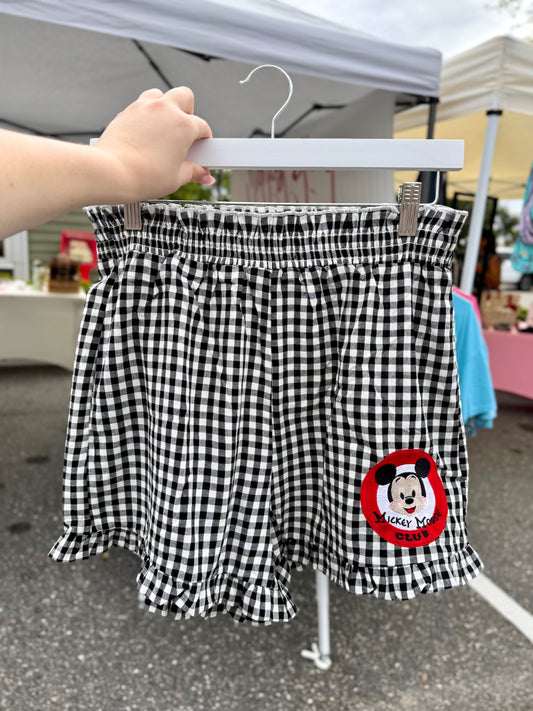 Embroidered Mouse Club Gingham Shorts