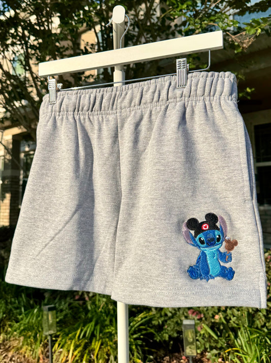 Embroidered Stitch Fleece Shorts