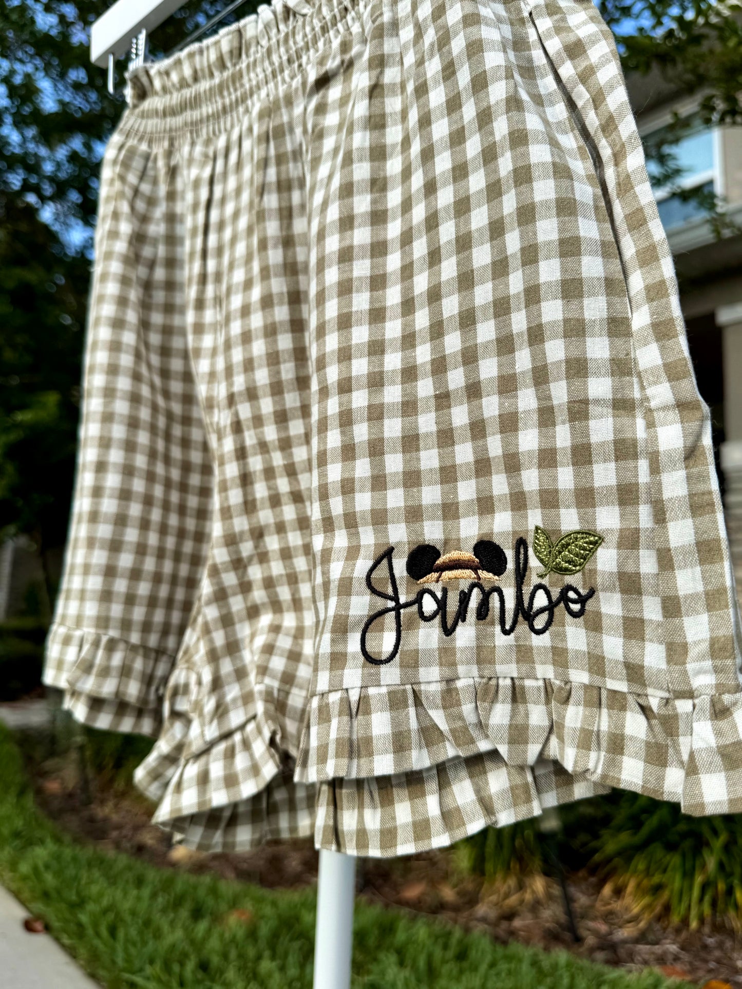 Embroidered Jambo Gingham Shorts