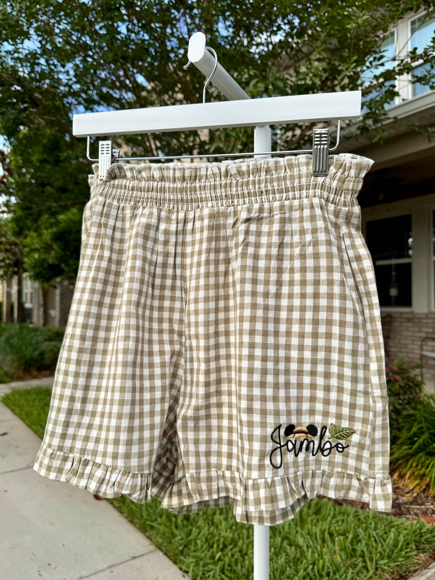 Embroidered Jambo Gingham Shorts