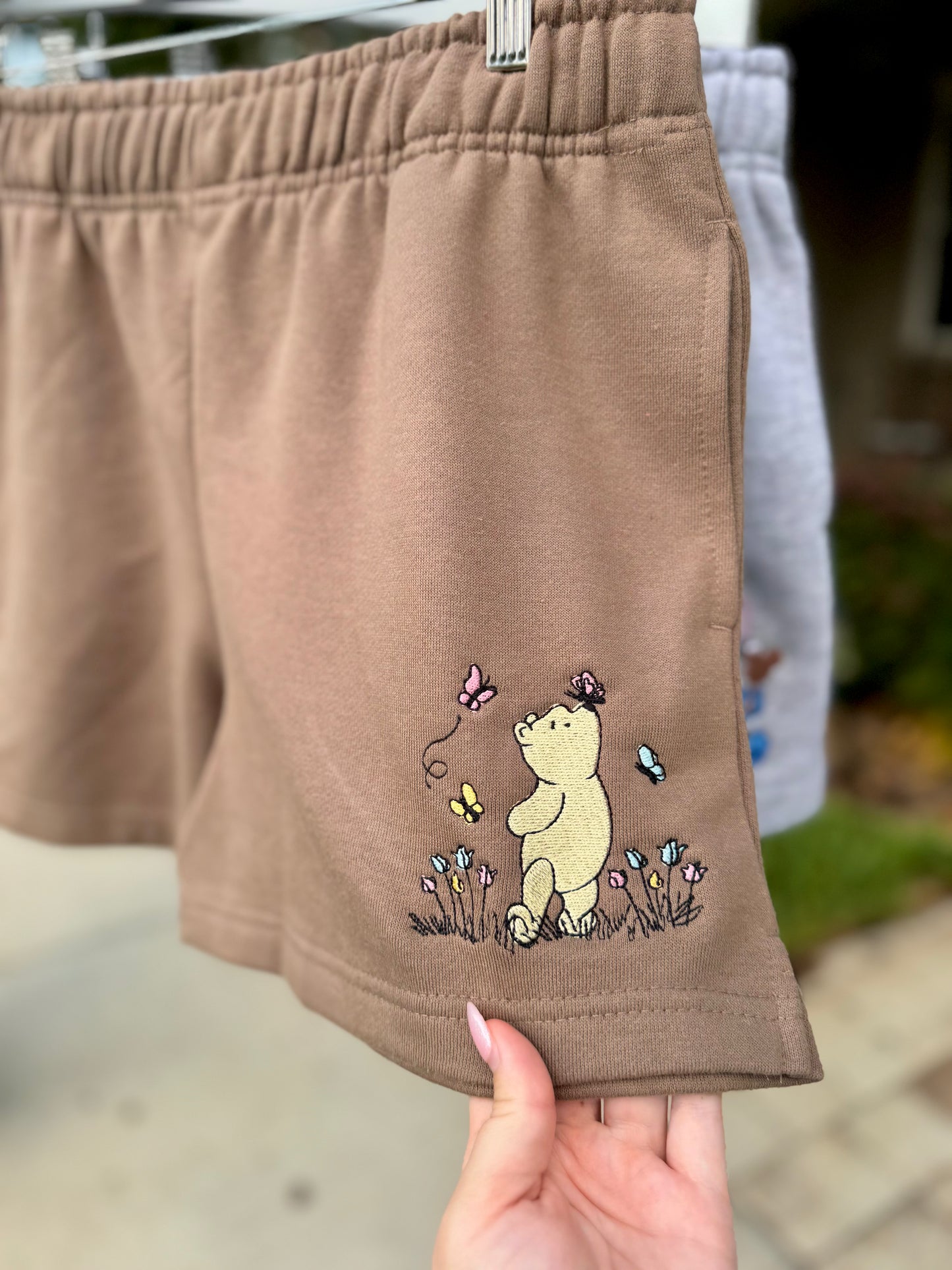 Embroidered Pooh Fleece Shorts