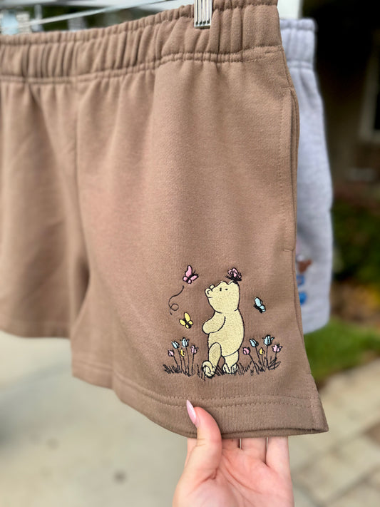 Embroidered Pooh Fleece Shorts